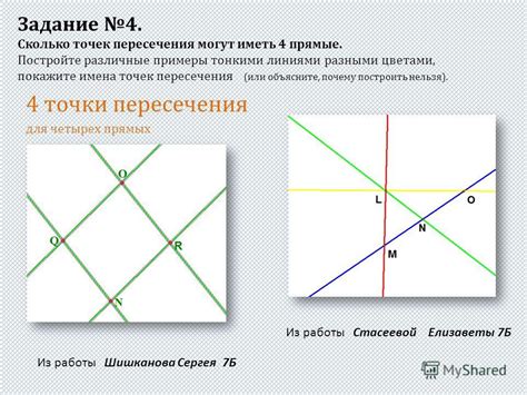 Варианты и особенности пересечений четырех прямых