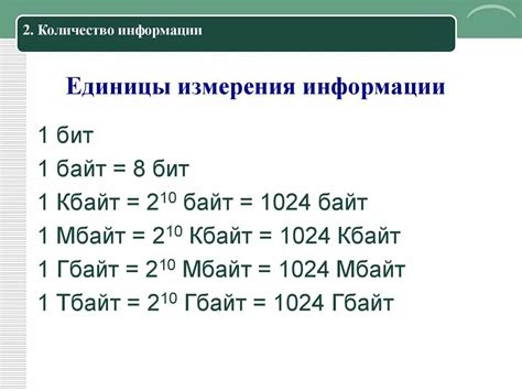 Единицы измерения информации: байты, килобайты, мегабайты и т.д.