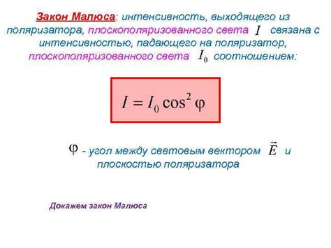 Закон Малюса и его формулировка