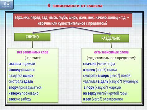 Изменение в зависимости от смысла