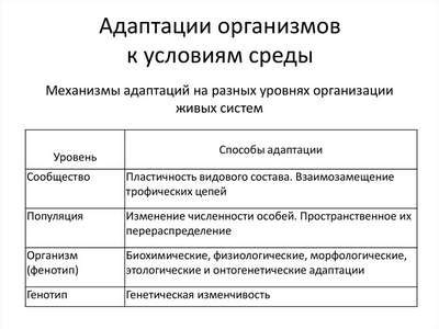 Изменение окружающей среды и адаптация организмов