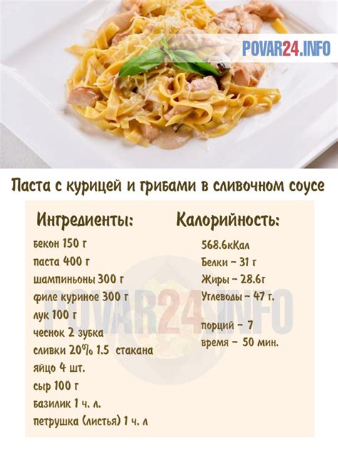 Калорийность сливочной пасты с курицей: как она влияет на организм?