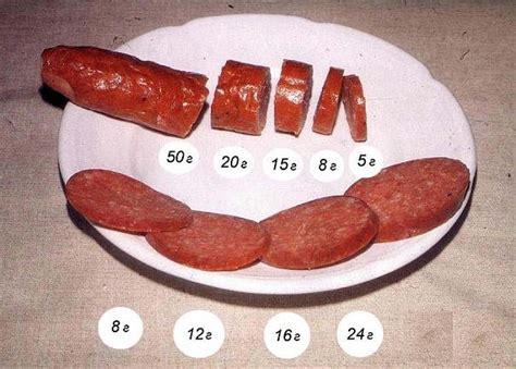 Количество грамм в 1 куске вареной колбасы