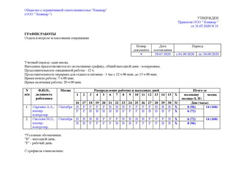 Несогласованный график работы