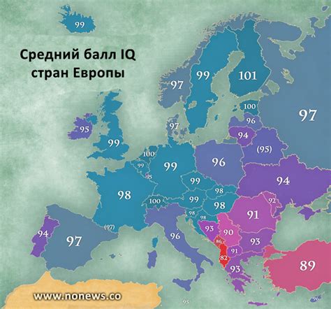 Общая картина: уровень IQ в России и в мире