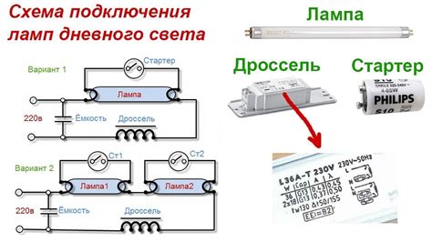 Подключение люминесцентных осветительных ламп