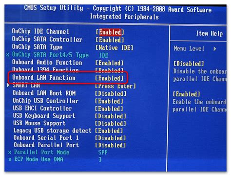 Проблемы сетевого адаптера в BIOS