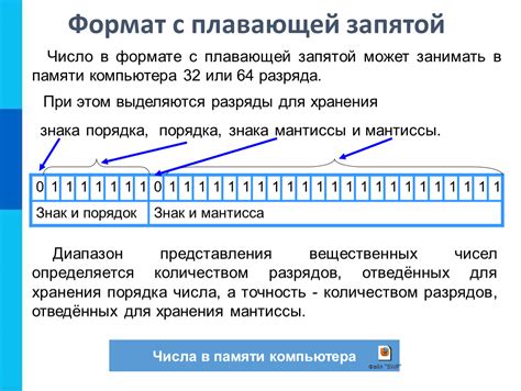 Размер хранения чисел в памяти