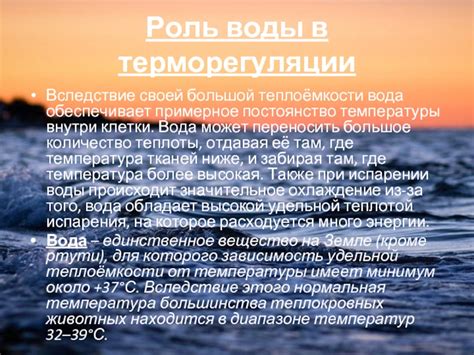 Роль воды в терморегуляции