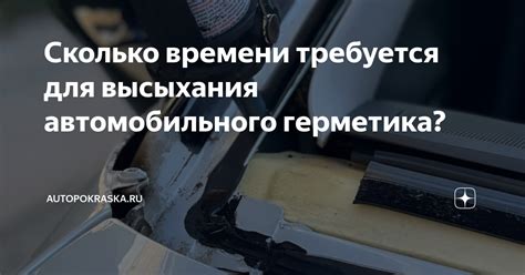 Сколько времени необходимо для высыхания автомобиля