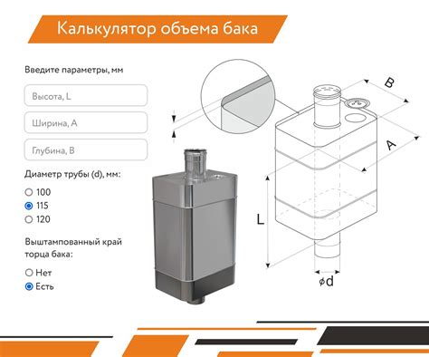 Формула для расчета объема прямоугольного бака