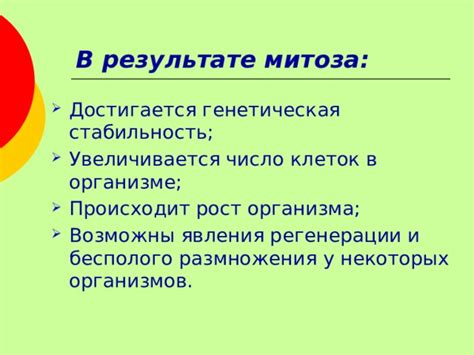 Число клеток в организме после митоза