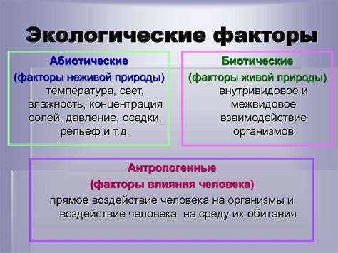 Экологические и энергетические факторы